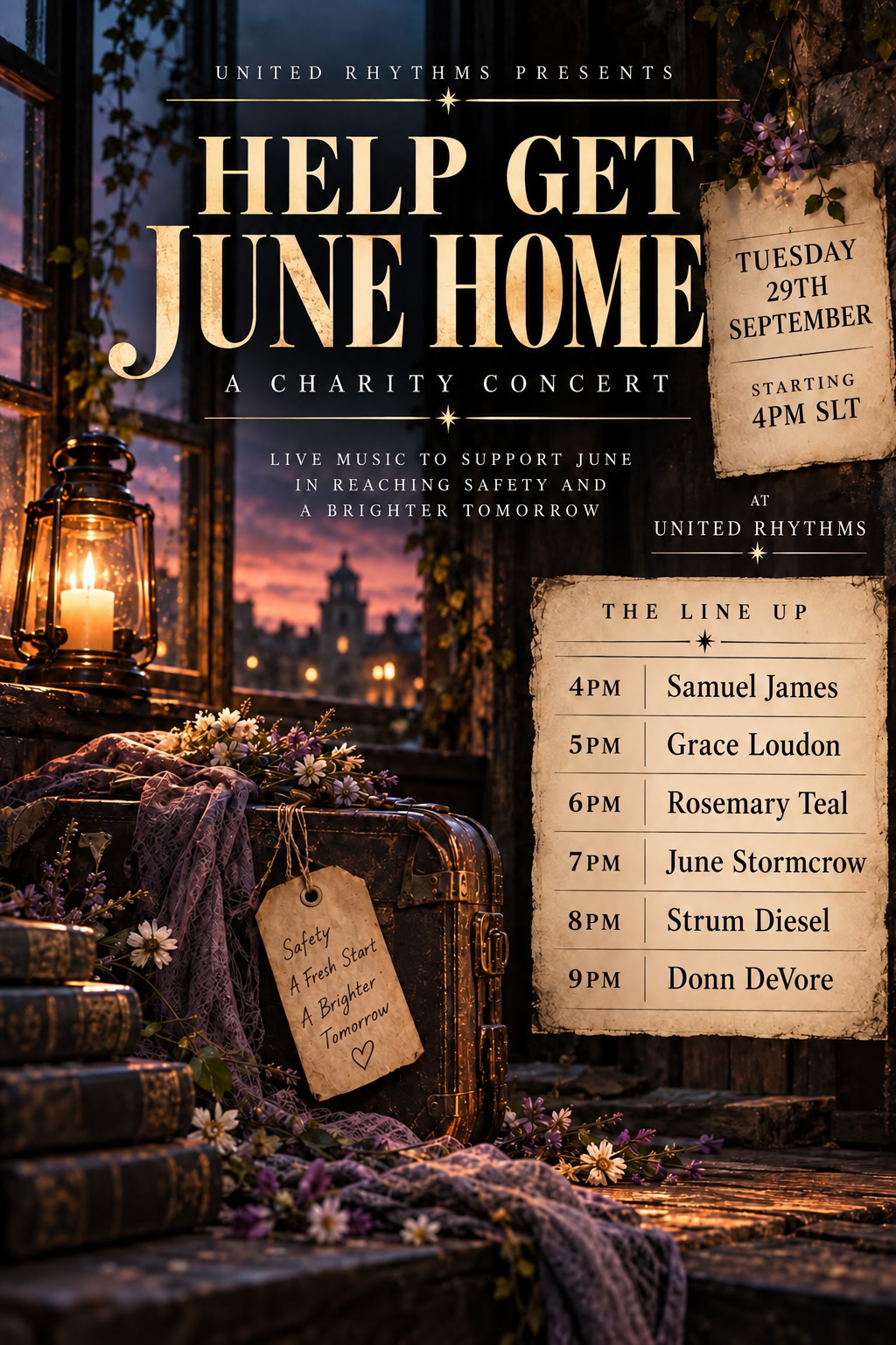 Help June Get Home benefit concert poster for September 29, 2026